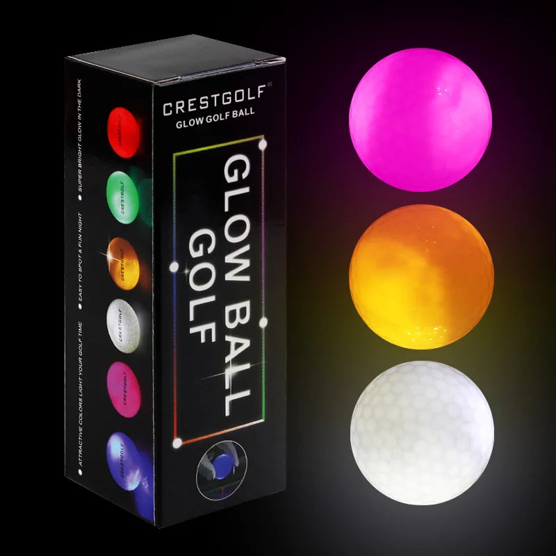 CRESTGOLF 3pcs/Per Pack Led Golf Balls for Night Training Luxury Golf Practice Balls with 6 Colors
