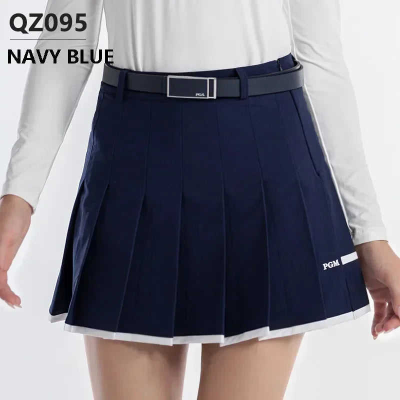 Pgm Golf Skort Women Korean Pleated Skirt High Waist With Inner Shorts Girl A-Lined Tennis Golf Skirts Sports Fitness Pantskirt