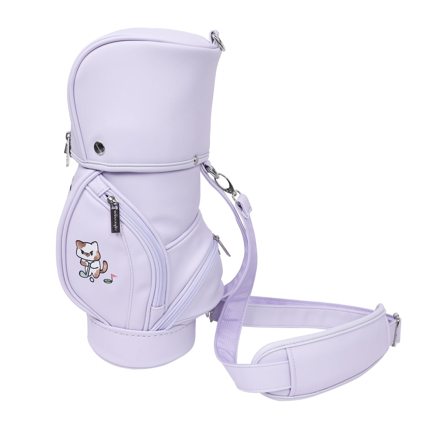1 PC Women's Golf Bag, Cartoon Embroidered Golf Park Bag, PU Material, Portable Golf Gear Storage Bag, Mini Golf Accessory Pouch