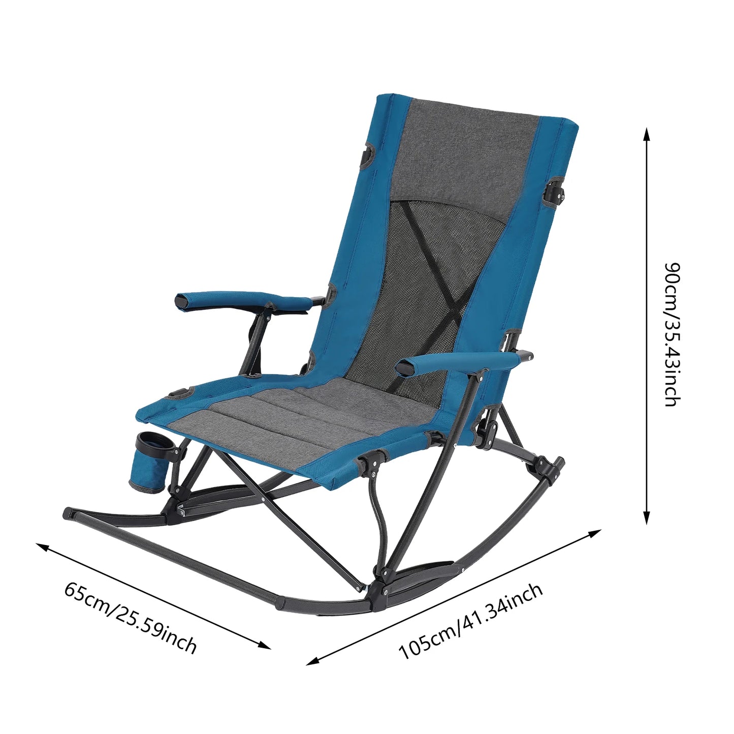 Foldable Rocking Camping Chair for Traveling, Terraces, Porches, Lawns, Gardens, Patios, Backyards, BBQs, Beaches, etc