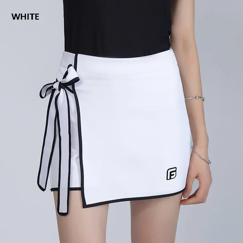 Golfist Summer Lady Breathable Golf Culottes with Bow Tie Women Anti-exposure Golf Skirts Korean Style Slim Sports Skorts XS-XXL