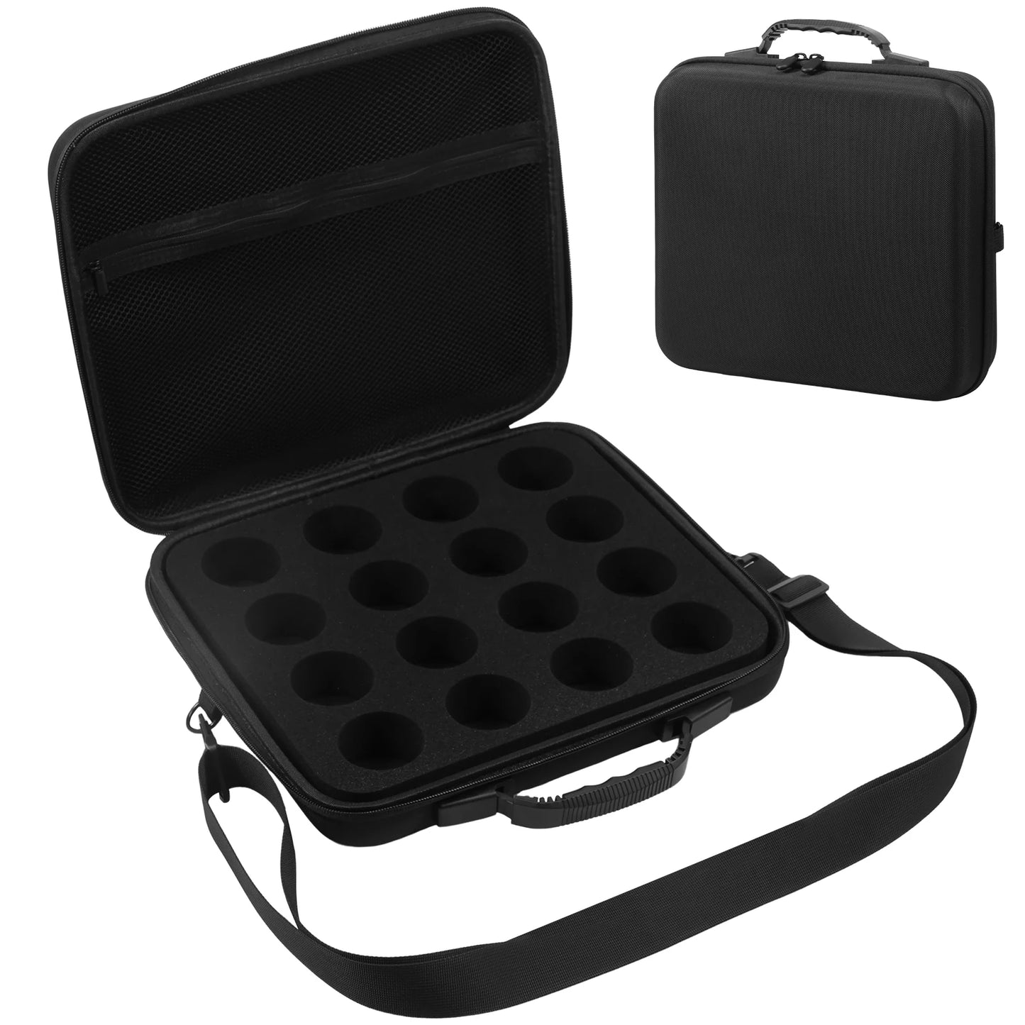 6/12/32 Holes Billiard Balls Storage Case with Shoulder Strap handle Portable Yoyo Ball Pool Ball Carry Case with Mesh Pocket