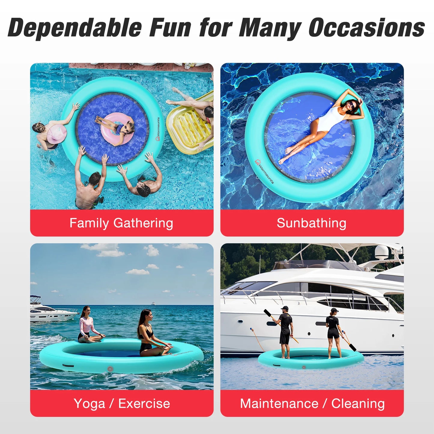 Floating Ring Inflatable Water Hammock River Floats Lake Raft for Adults Tanning Pool Lounger Float Island Platform Pad Mat