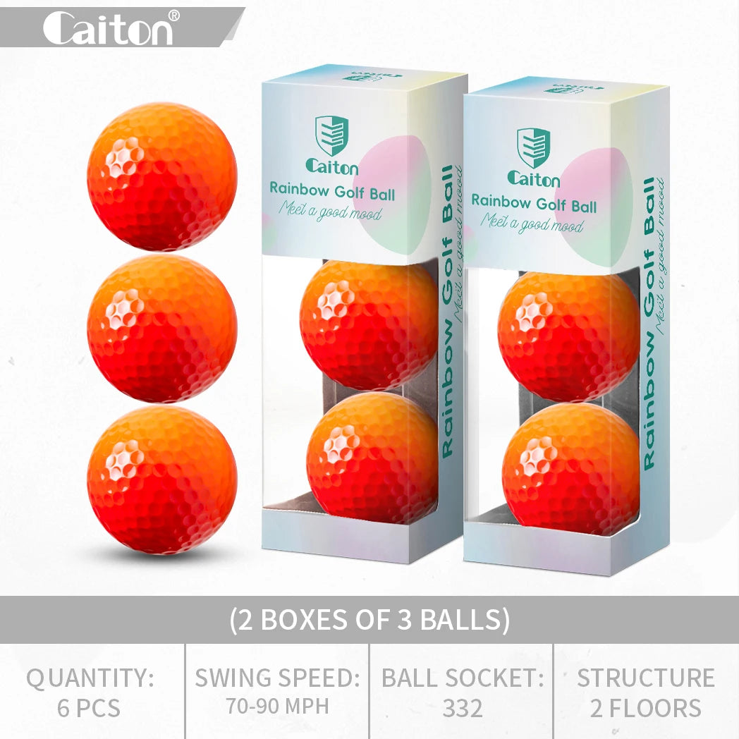 Caiton 6/3PCS Soft Rainbow Golf Balls, Hot-Selling, Add 40+ Yards, Gradient Golf Balls for Practice, Training & Gifts
