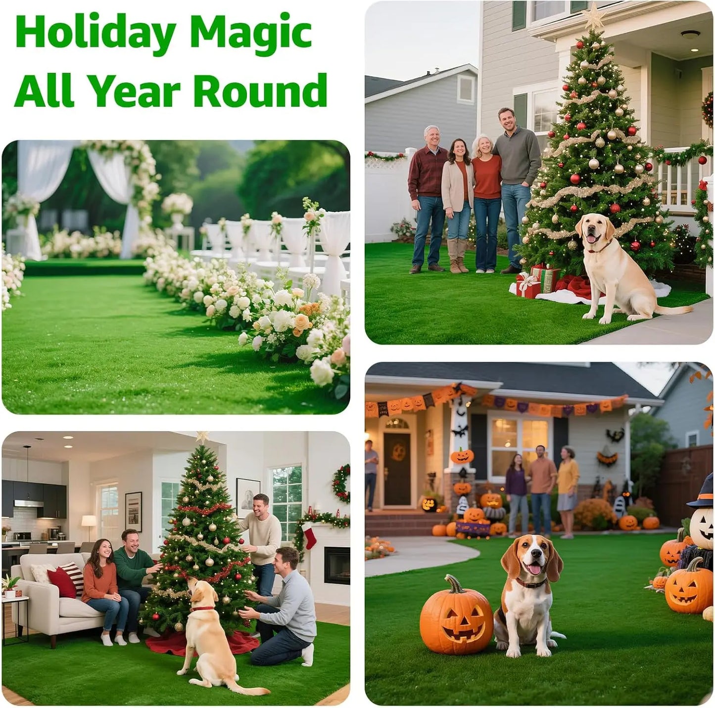 Realistic Artificial Turf Grass Mat with Drainage Holes - 4FT x 6FT Indoor Outdoor Pet Friendly Rug for Patio, Balcony, Backyard
