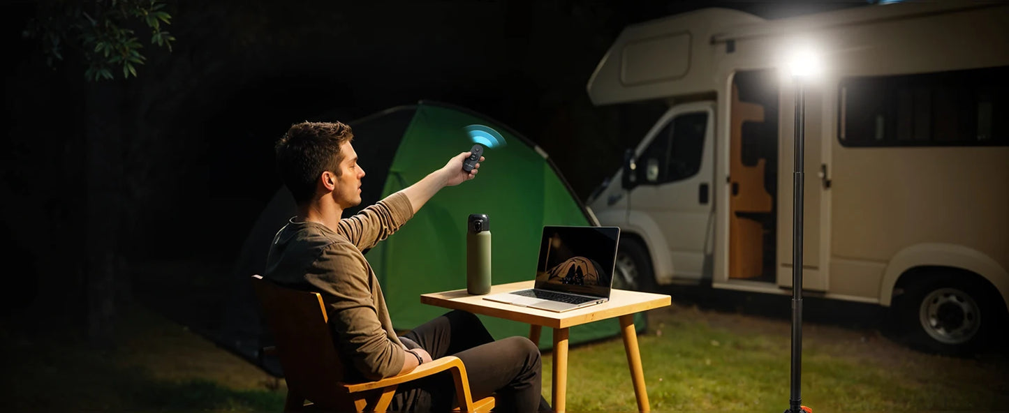 360° Rechargeable Work Light  Remote Control 8.4Ft Max Height 3000LM Ultra Bright 3CCT Dimmable Telescopic Camping Lights