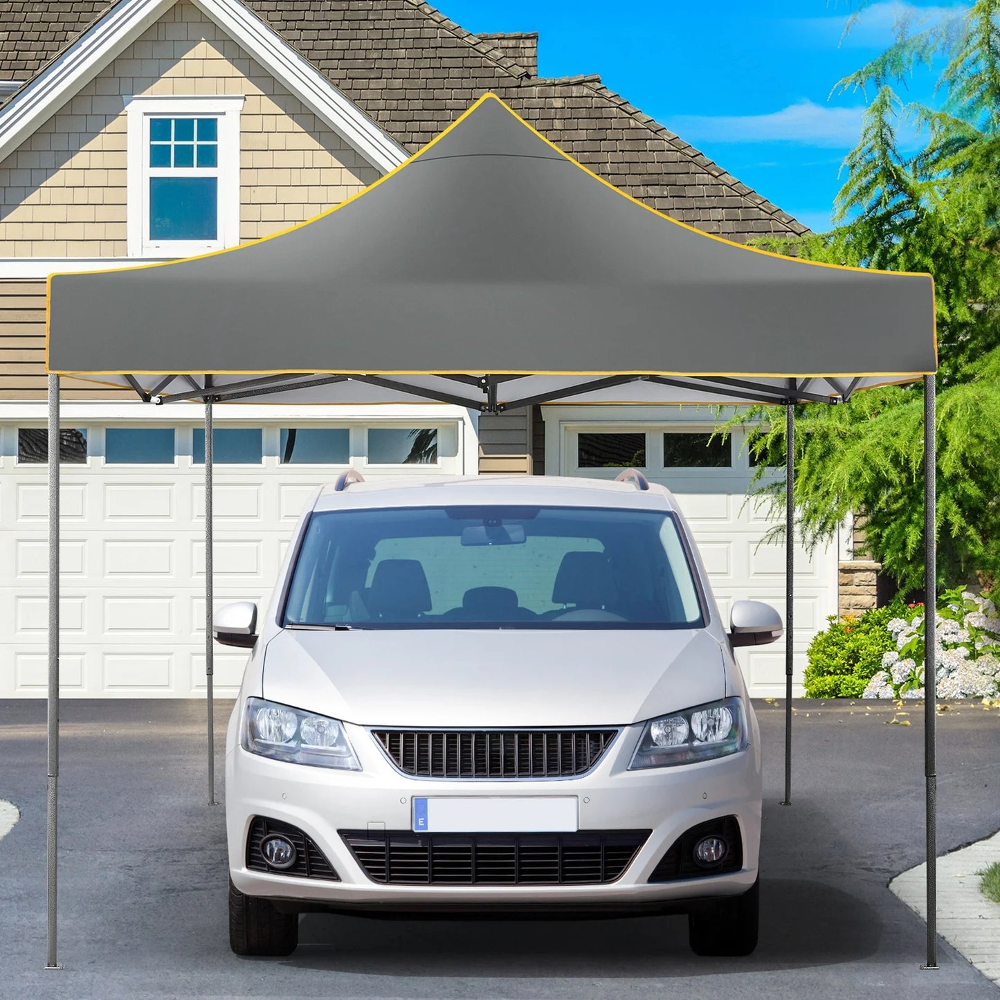 10x10FT Pop Up Canopy Tent Commercial Heavy Duty Instant Canopy with 4 Sidewalls, UV 50+ Silver Coated Waterproof Vendor