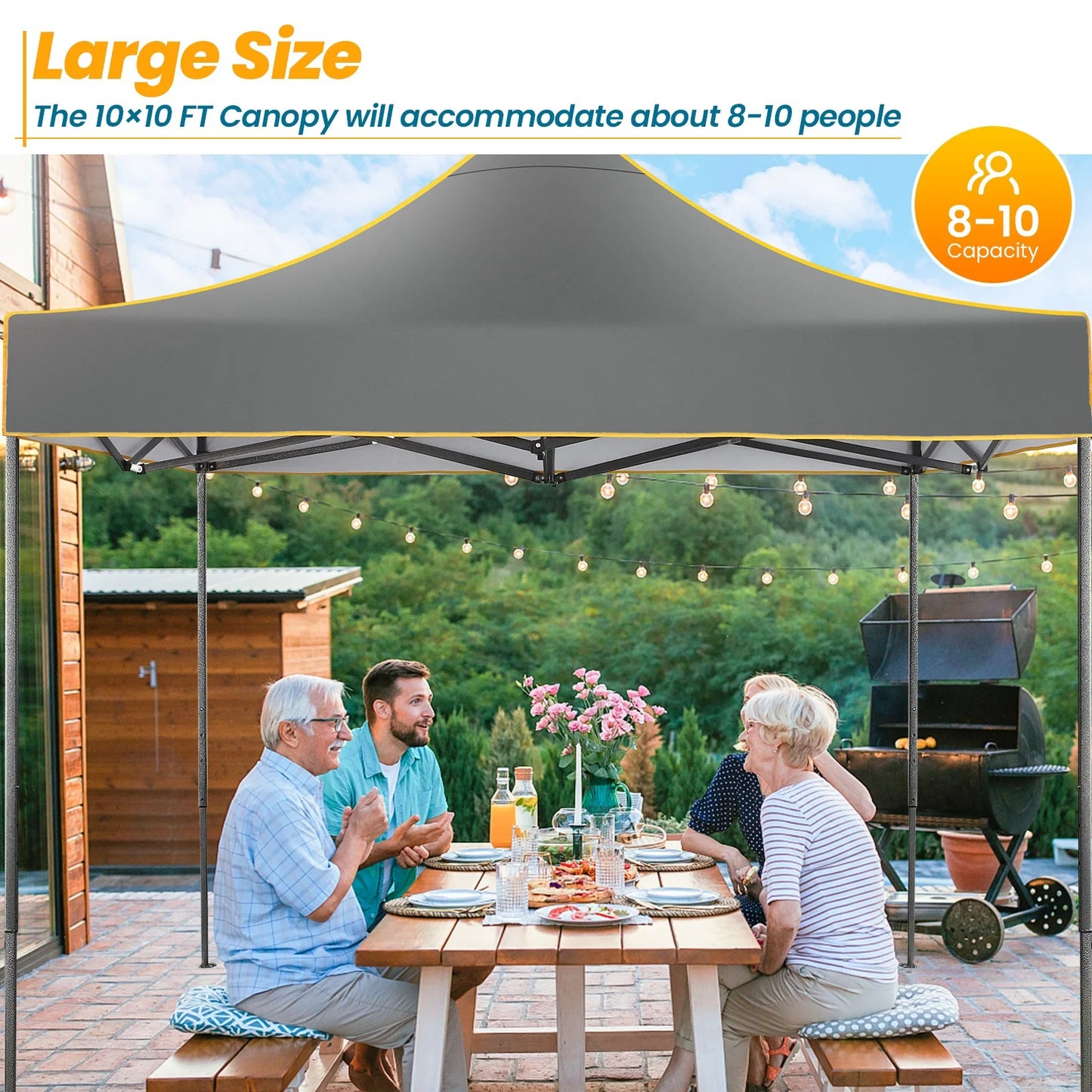 10x10FT Pop Up Canopy Tent Commercial Heavy Duty Instant Canopy with 4 Sidewalls, UV 50+ Silver Coated Waterproof Vendor