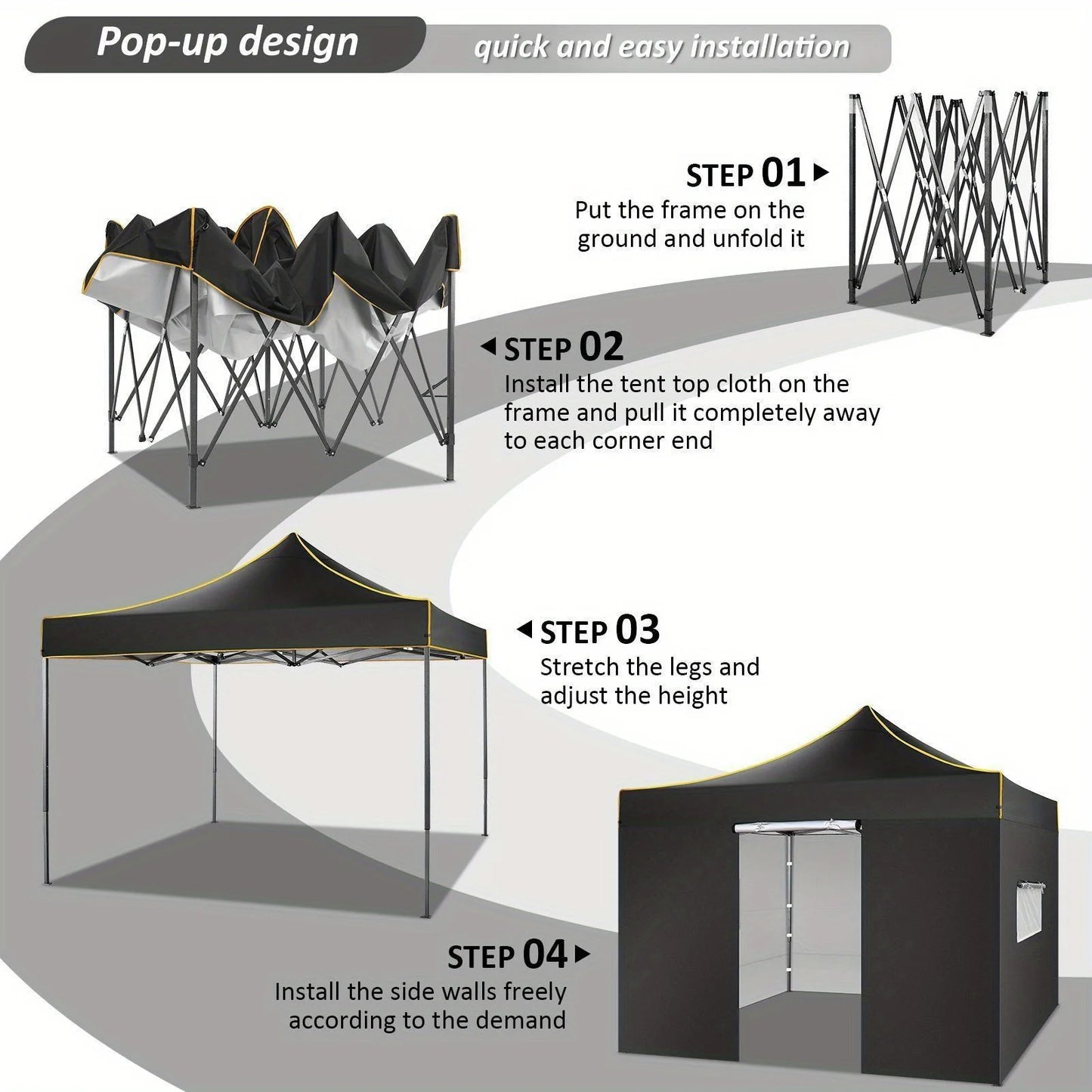 10x10FT Pop Up Canopy Tent Commercial Heavy Duty Instant Canopy with 4 Sidewalls, UV 50+ Silver Coated Waterproof Vendor