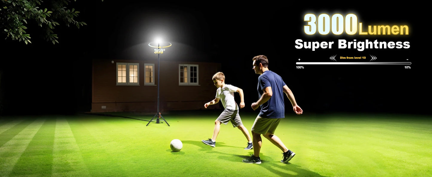 360° Rechargeable Work Light  Remote Control 8.4Ft Max Height 3000LM Ultra Bright 3CCT Dimmable Telescopic Camping Lights