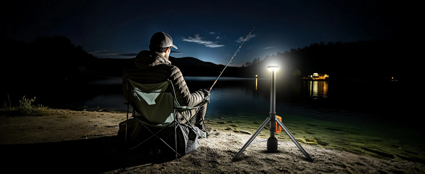 360° Rechargeable Work Light  Remote Control 8.4Ft Max Height 3000LM Ultra Bright 3CCT Dimmable Telescopic Camping Lights
