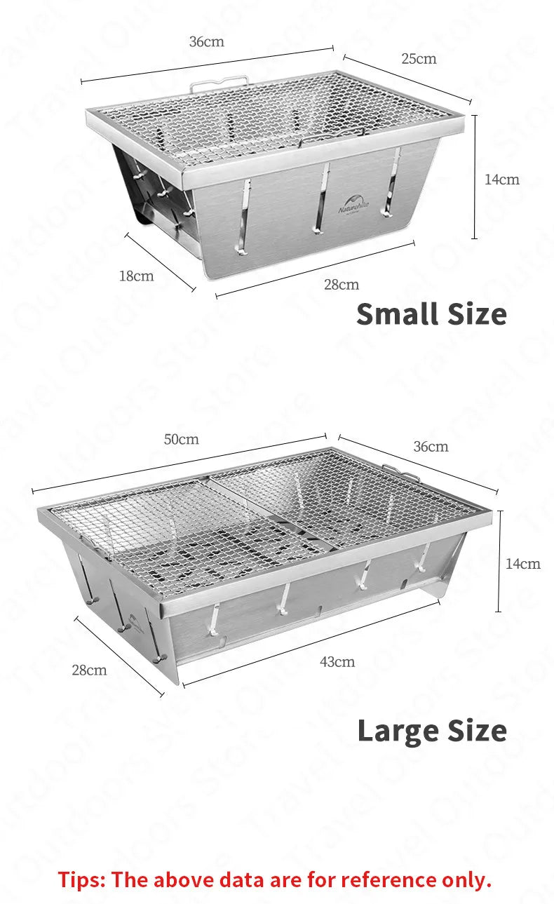 Naturehike Outdoor IGT Stove Portable Folding Stainless Steel Embedded BBQ Picnic Charcoal Grill Oven Tool Camping Accessories