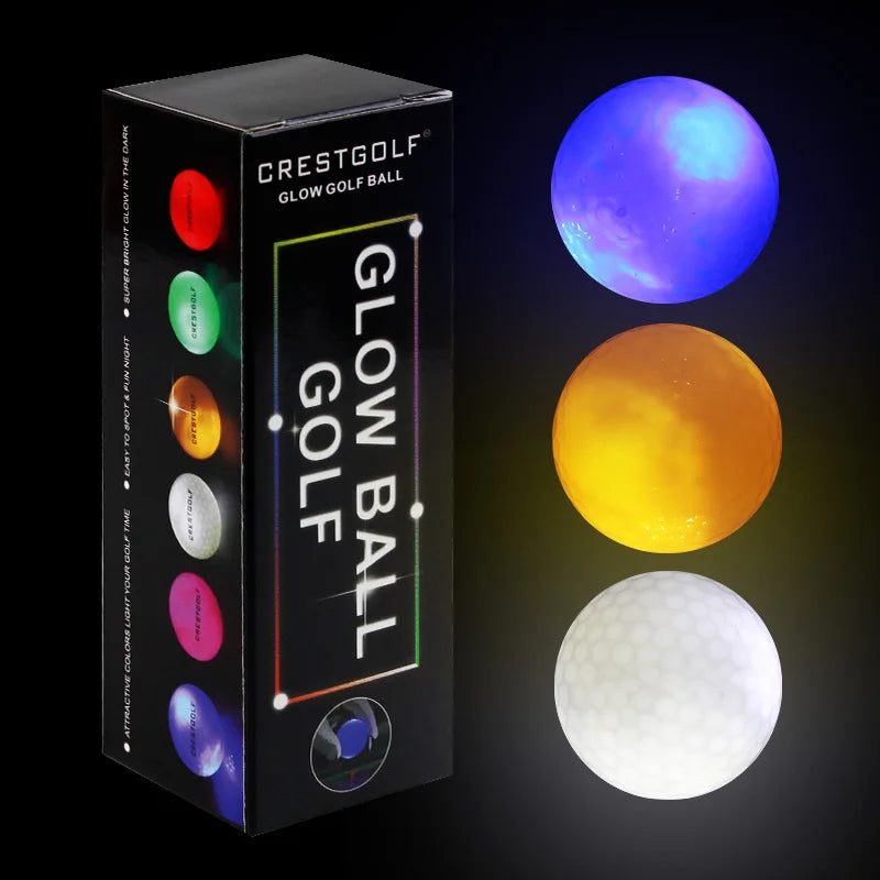CRESTGOLF 3pcs/Per Pack Led Golf Balls for Night Training Luxury Golf Practice Balls with 6 Colors