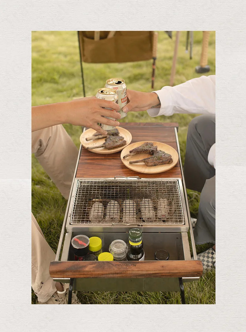 Naturehike Outdoor IGT Stove Portable Folding Stainless Steel Embedded BBQ Picnic Charcoal Grill Oven Tool Camping Accessories