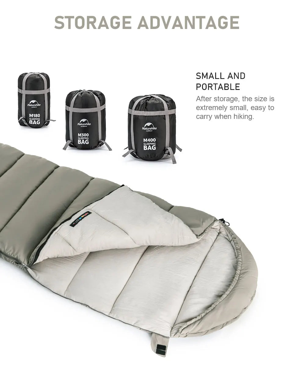 Naturehike M180 Sleeping Bag Lightweight Sleeping Bag M300 Double Outdoor Camping Winter Warm Sleeping Bag M400 Machine Washable