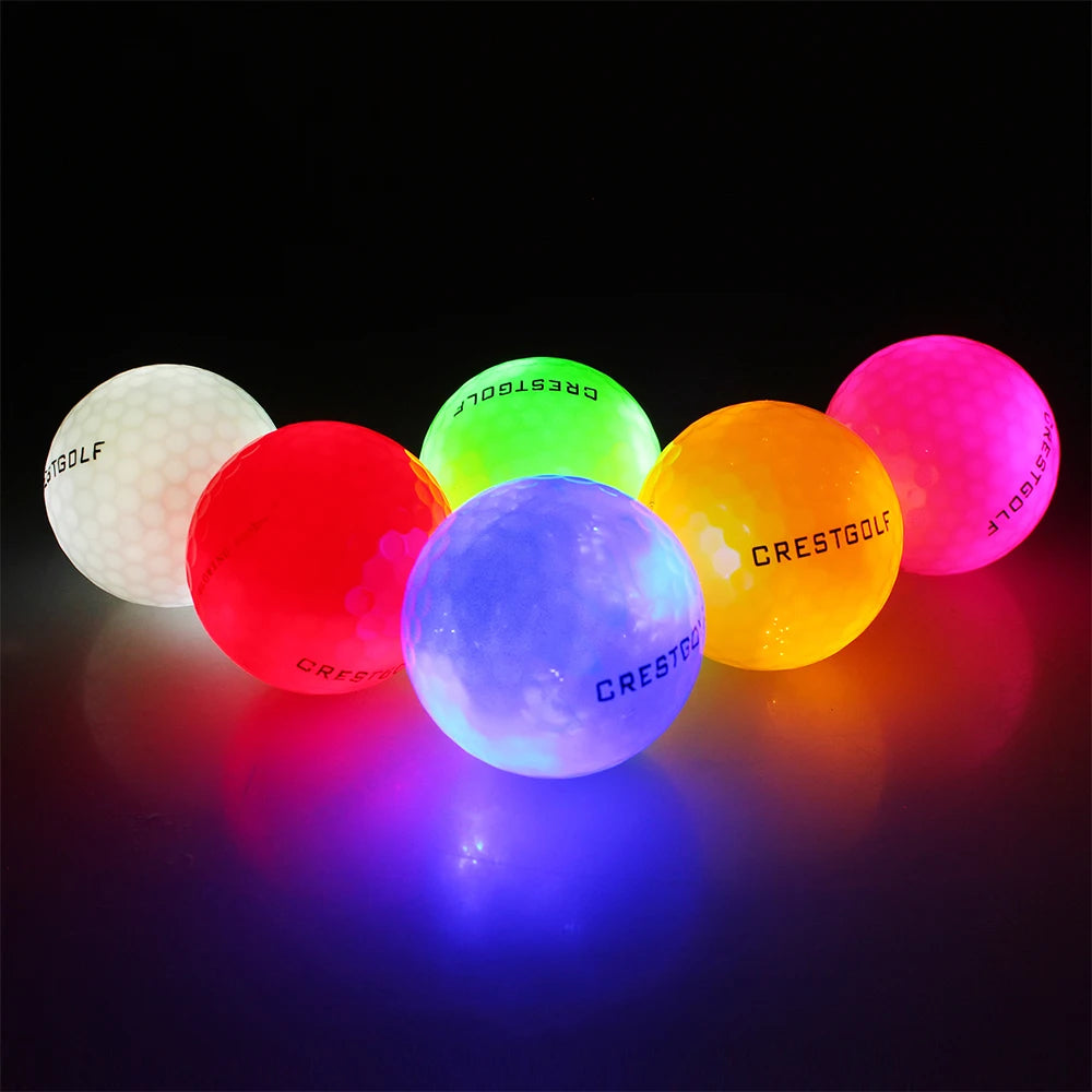 6Pcs Glow In The Dark Light Up Luminous LED Golf Balls 4 Built-in Lights For Night Practice Gift for Golfers