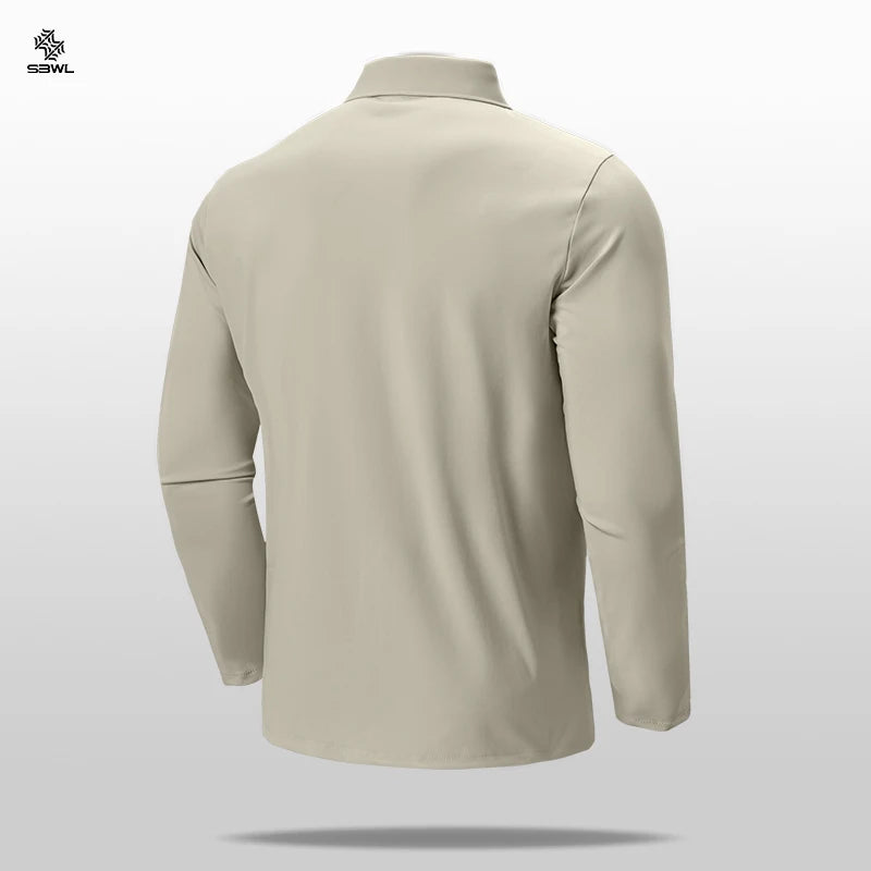 SBWL Autumn and winter fashion golf outdoor sports long sleeve stand collar T-shirt running fitness breathable base shirt Tops