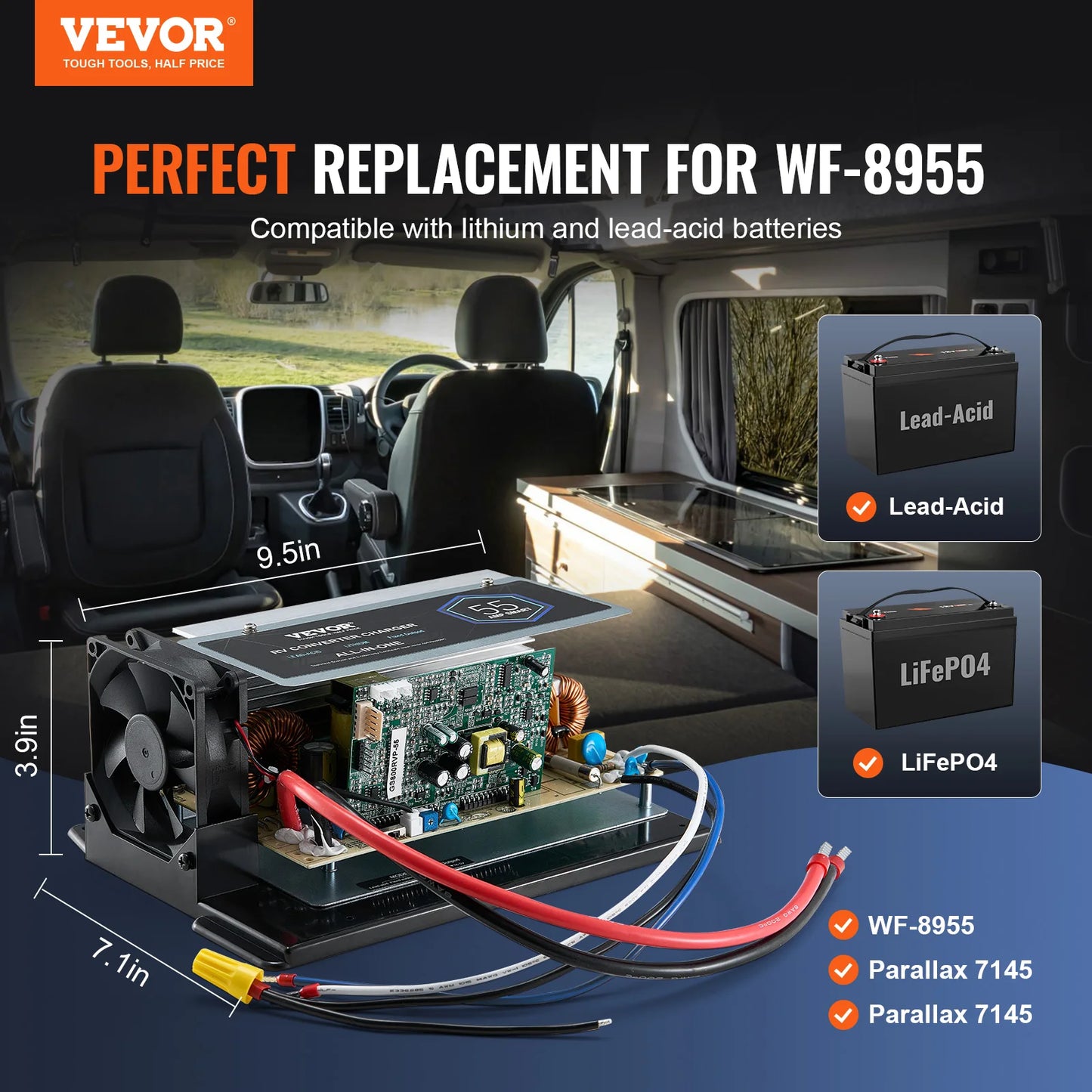 SucceBuy WF-8955-AD-MBA Main Board Assembly 55 Amp 798 W Three-Stage RV Power Converter Replacement Unit Fit for RV Power System