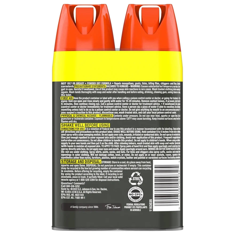 Family Care 15% DEET Insect Repellent Smooth Dry Aerosol Spray Value Pack Mosquito Tick Flea Biting Fly Outdoor Use