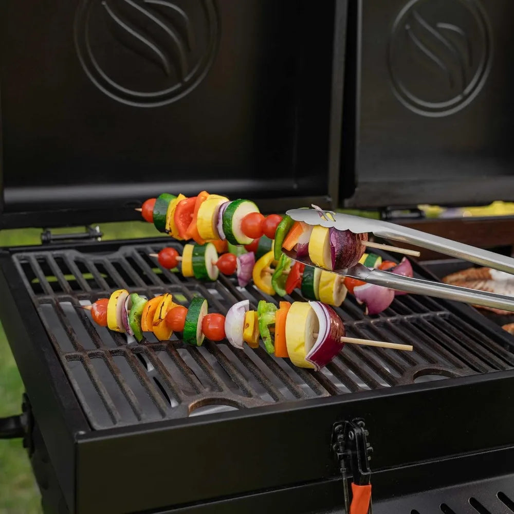 The Go   Combo with Wheels, Legs Hood & Side Shelf - Heavy Duty Flat Top Portable BBQ Griddle Grill Station for Kitchen, Camping