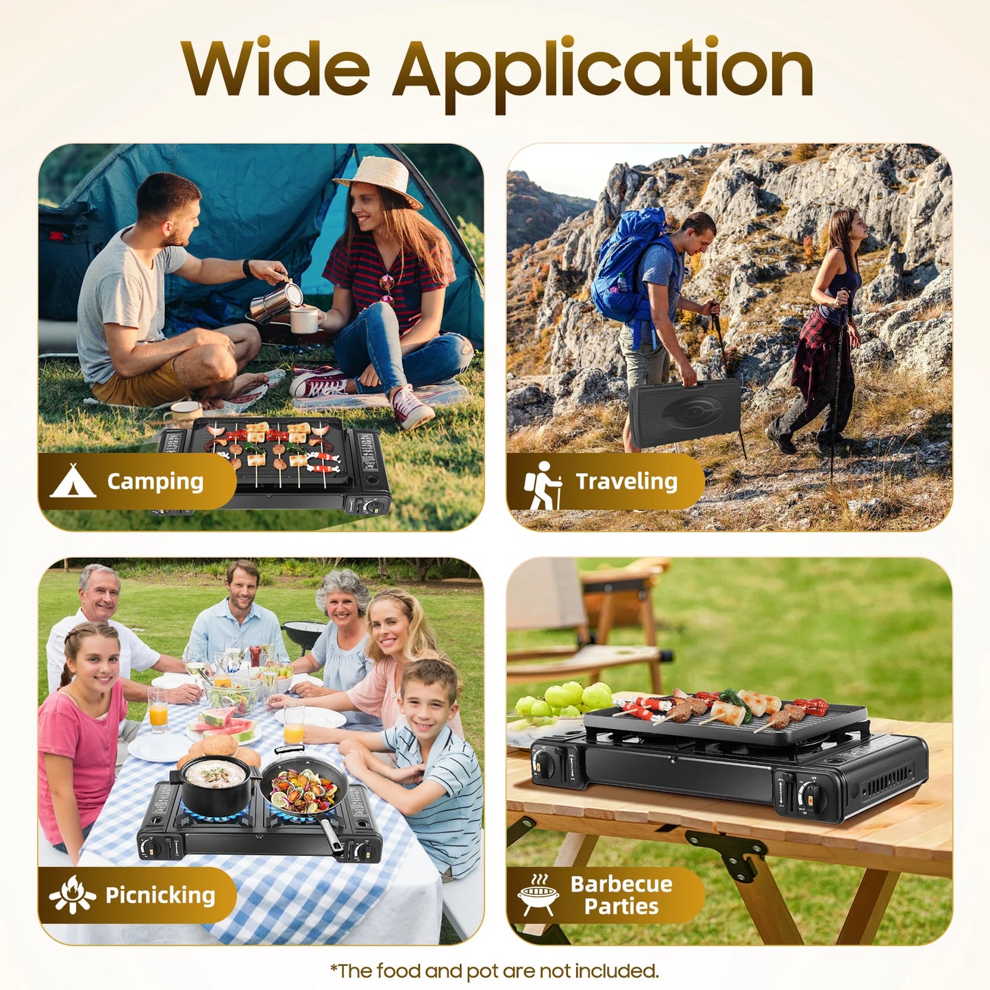 Double Head Barbecue Gas stove with Baking Tray  Home Application Home Outdoor