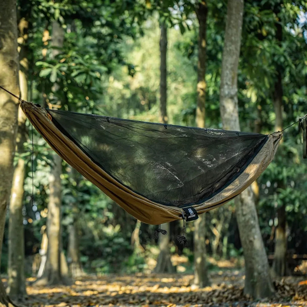 Lightweight Camping Hammock with Mosquito Net, Warm Internal Cover & Tree Straps for Outdoor Adventures