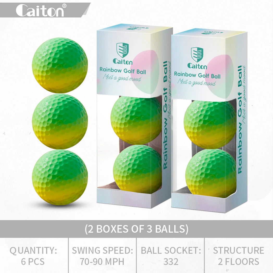 Caiton 6/3PCS Soft Rainbow Golf Balls, Hot-Selling, Add 40+ Yards, Gradient Golf Balls for Practice, Training & Gifts