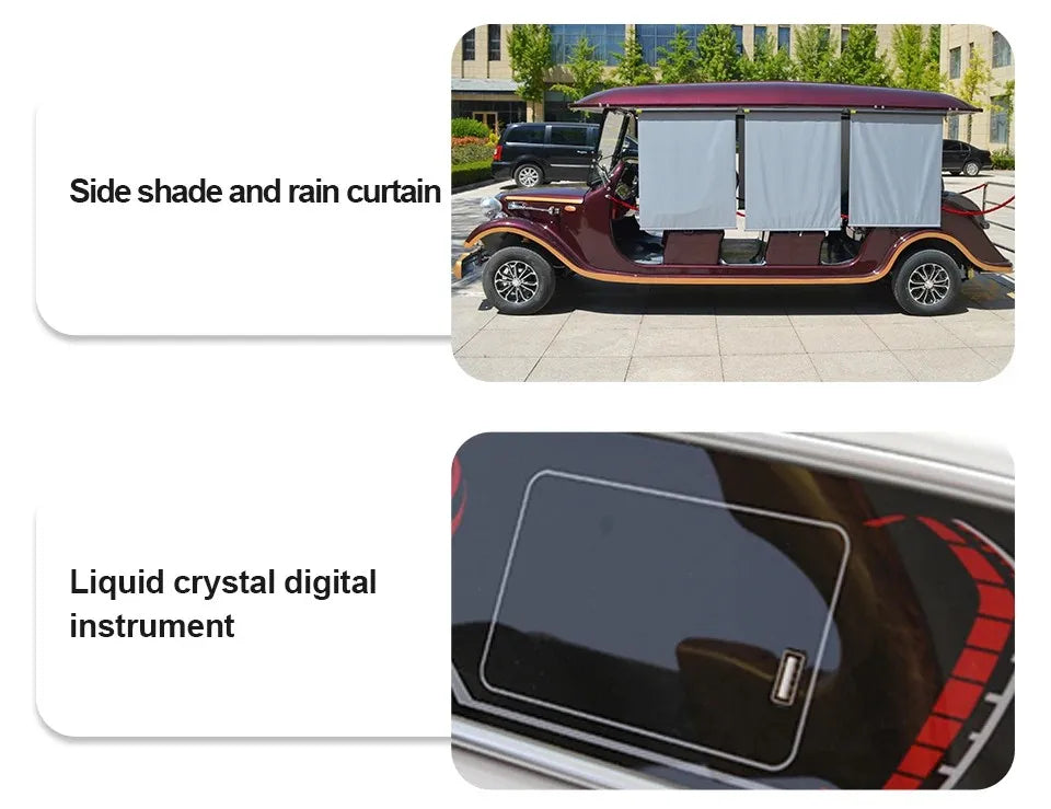 New High Quality 5/8/11/14 Passenger Retro Electric Vintage Car Adult Sightseeing Classic Golf Cart