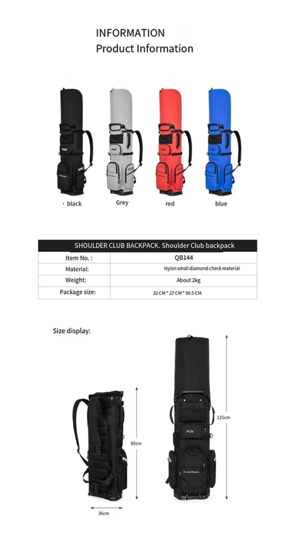 PGM Golf Bags Backpack Design Clubs Bag 2kg Ultra Lightweight Portable Fixed Insert Waterproof Accessories QB144