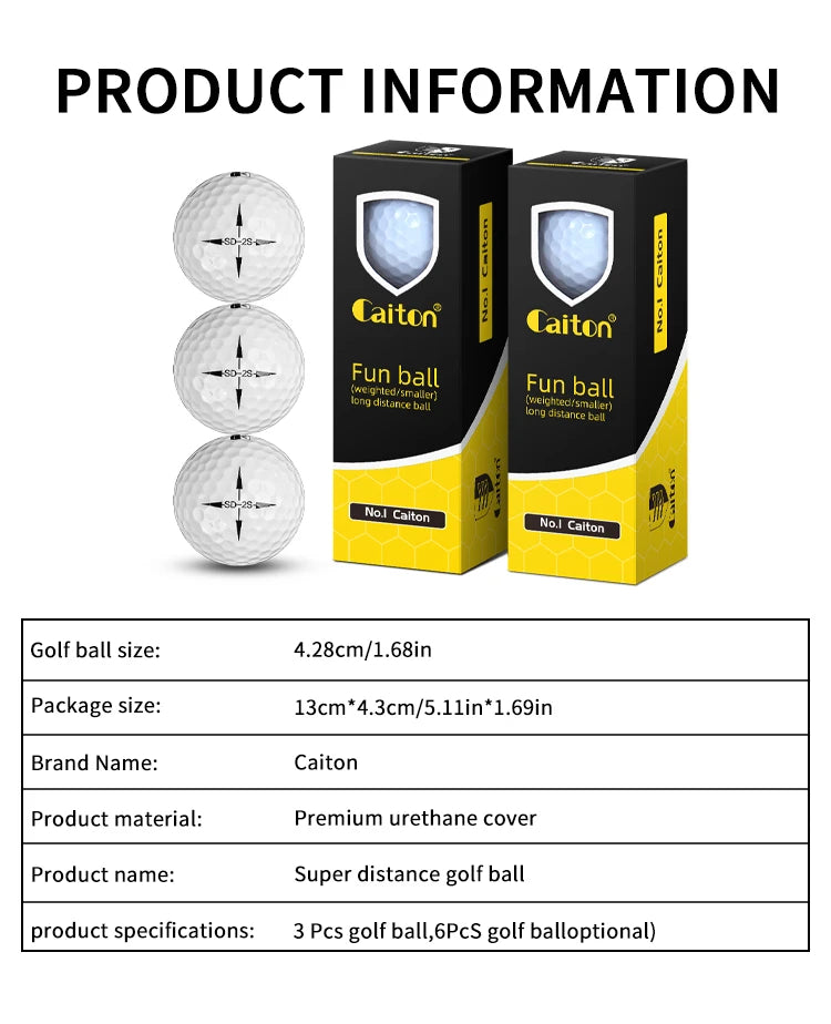 Caiton 3/6Pcs Ultimate Golf Balls Long Distance Tour Performance High Precision Durable Soft Feel Practice Play Adult Golfers