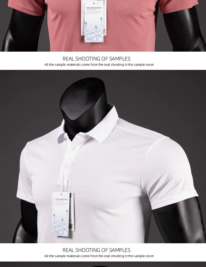 Men's Golf Shirt Luxury Sports Casual Polo Shirt Functional Quick-drying Breathable Lapel Short-sleeved T-shirt for Man Summer