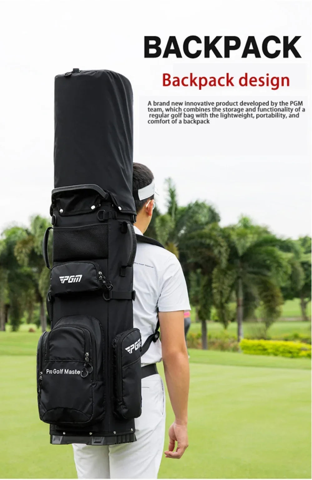 PGM Golf Bags Backpack Design Clubs Bag 2kg Ultra Lightweight Portable Fixed Insert Waterproof Accessories QB144