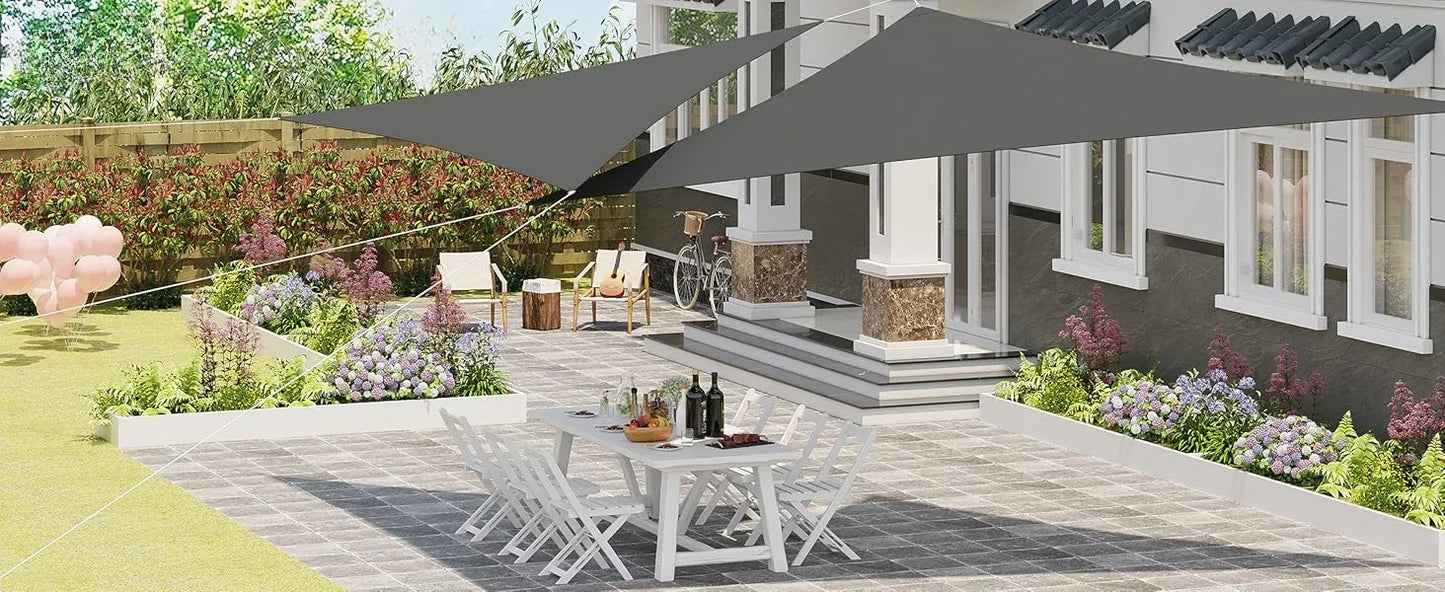 Triangle Sun Shade Sail Canopy UV Block Sunshade Sails Sunscreen for Outdoor Patio Garden Backyard Awning Sunsail with Free Rope