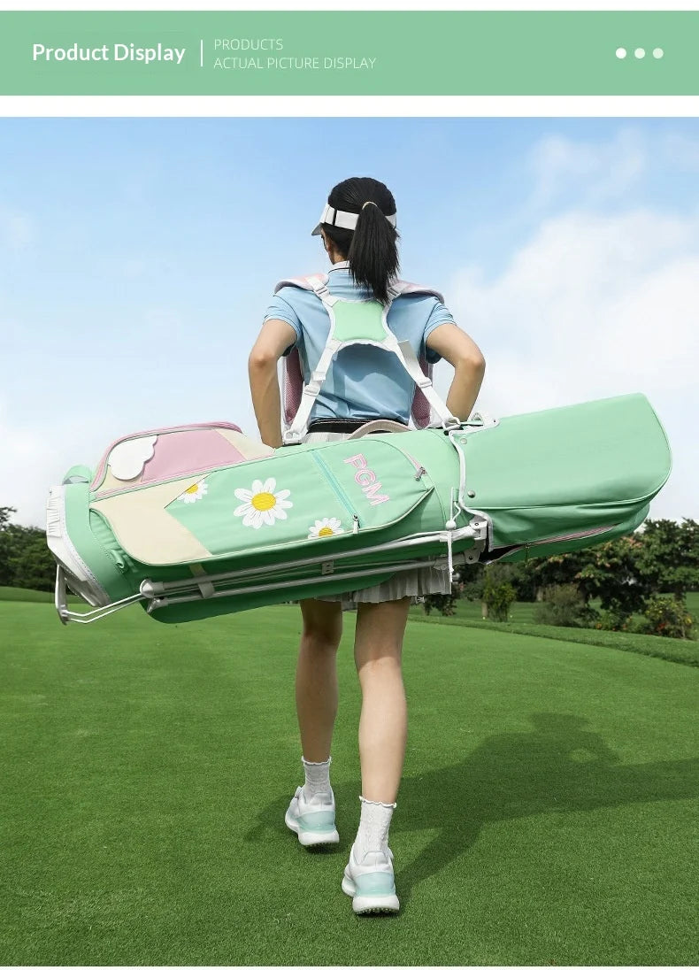 PGM Golf Bag Women's Stand Bag 5-Grid Insert Rod Hole Shoulder Strap Golf Bag Anti Splashing Water Ball Rod Bag QB188