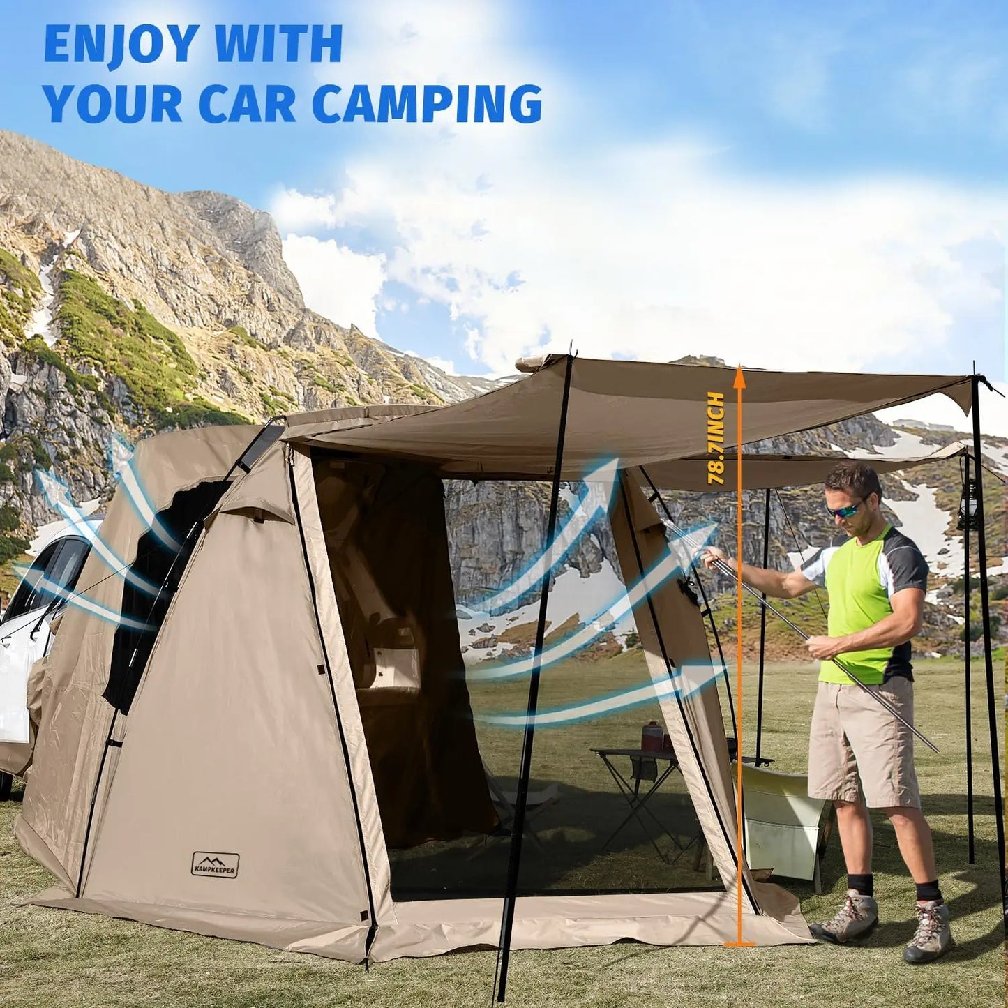 Camping SUV Car Tent, Tailgate Shade Awning Tent for Camping, Vehicle SUV Tent Car Camping Tents for Outdoor Travel