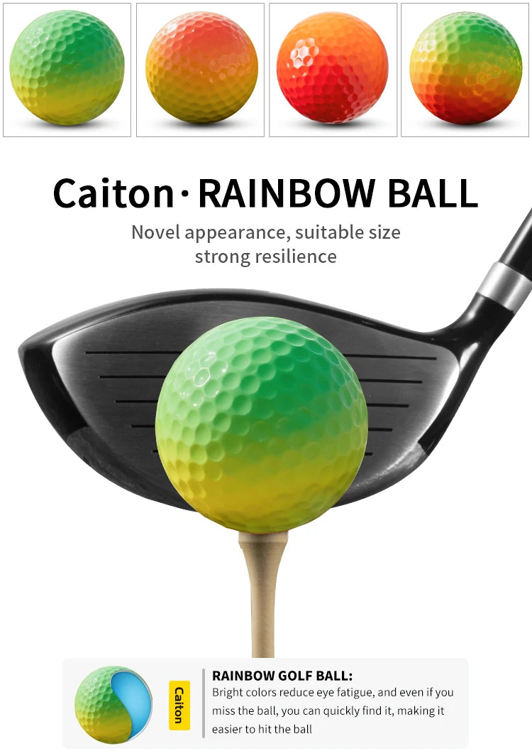 Caiton 6/3PCS Soft Rainbow Golf Balls, Hot-Selling, Add 40+ Yards, Gradient Golf Balls for Practice, Training & Gifts