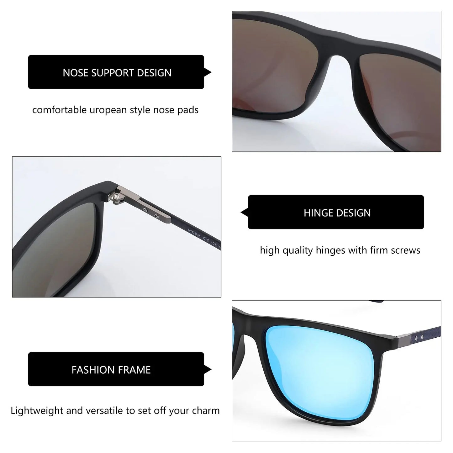 ZENOTTIC Square Polarized Sunglasses for Men Ultralight Carbon Fiber Sun Glasses Driving Fishing Golf Sports UV400 Protection