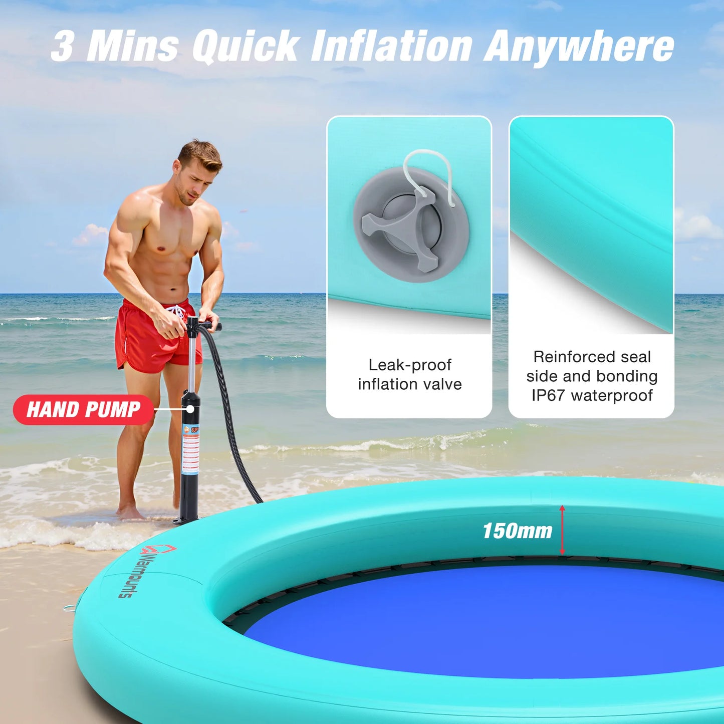 Floating Ring Inflatable Water Hammock River Floats Lake Raft for Adults Tanning Pool Lounger Float Island Platform Pad Mat