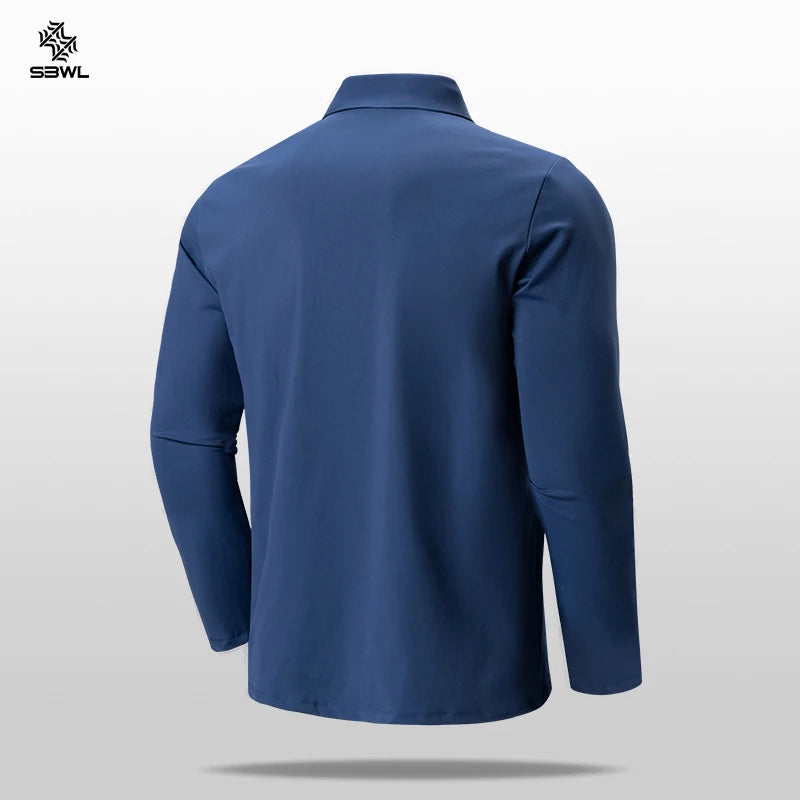 SBWL Autumn and winter fashion golf outdoor sports long sleeve stand collar T-shirt running fitness breathable base shirt Tops