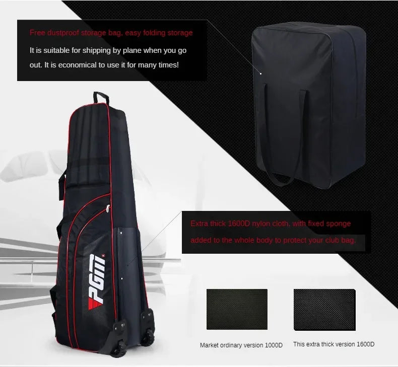 PGM Lightweight Foldable Golf Bag Travel Plane Caddy Bags With Wheel Aircraft Stand Thickening Folding Pad Golf Cover Bag HKB008