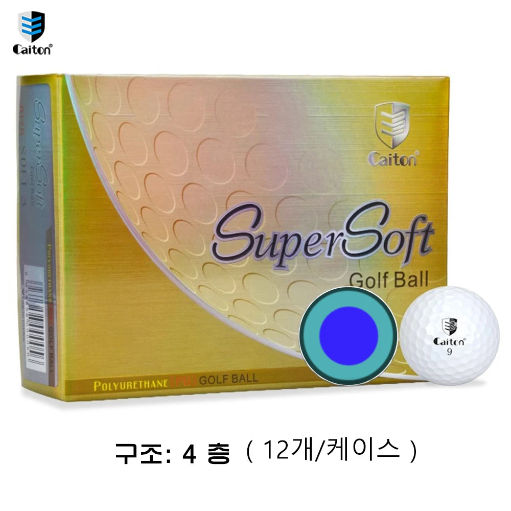 Caiton 12Pcs SuperSoft Golf Balls Polyurethane Cover Low Drag Distance Soft Feel Stable Flight Spin Control Practice Play Balls