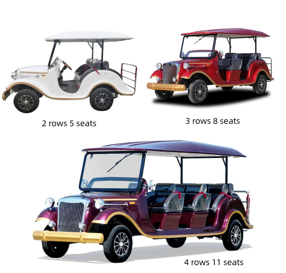 New High Quality 5/8/11/14 Passenger Retro Electric Vintage Car Adult Sightseeing Classic Golf Cart