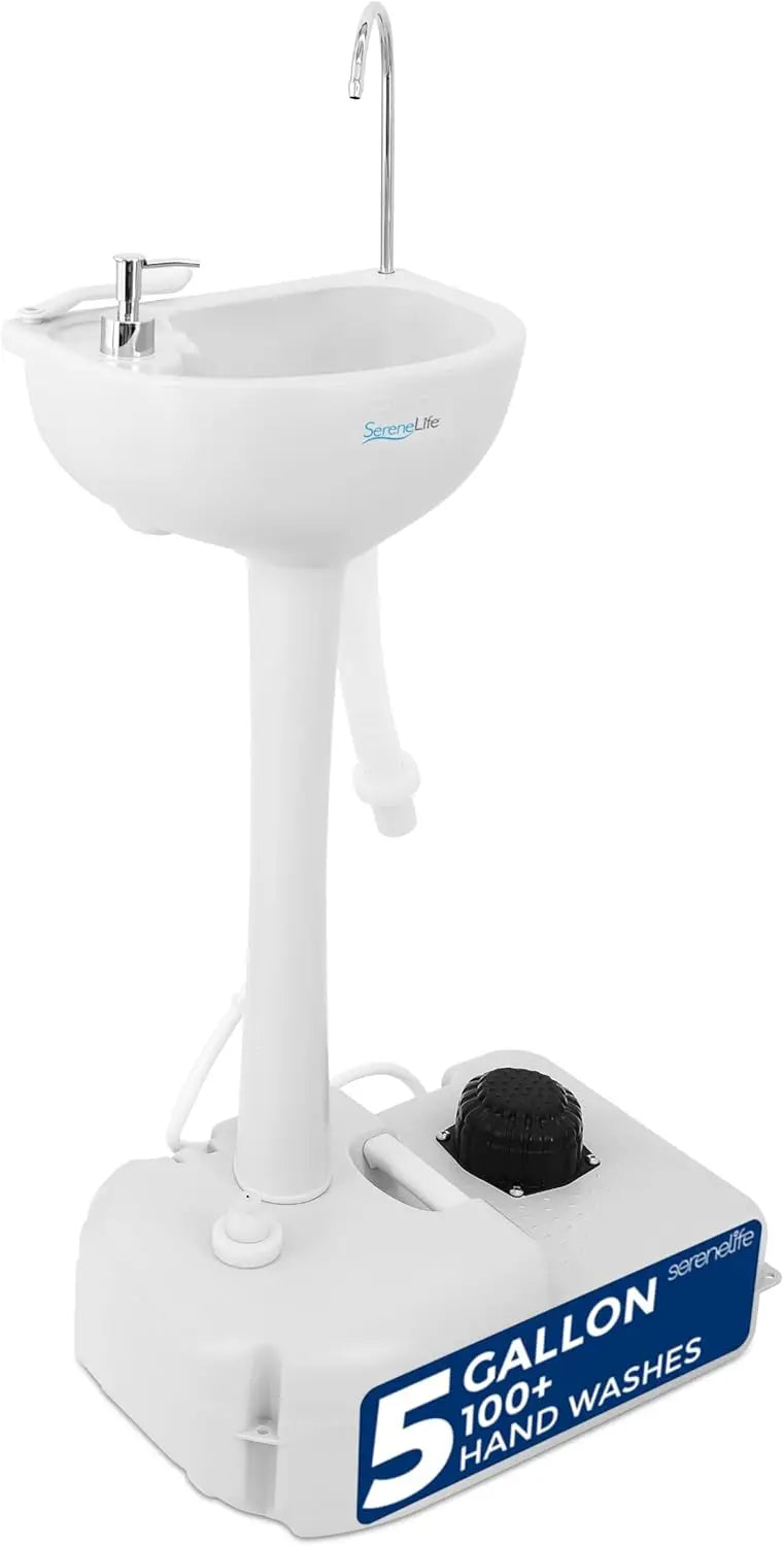 Portable Camping Sink with 19L Water Tank, Foot Pump, Soap Dispenser & Towel Holder for Outdoor Use