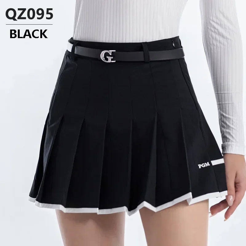 Pgm Golf Skort Women Korean Pleated Skirt High Waist With Inner Shorts Girl A-Lined Tennis Golf Skirts Sports Fitness Pantskirt