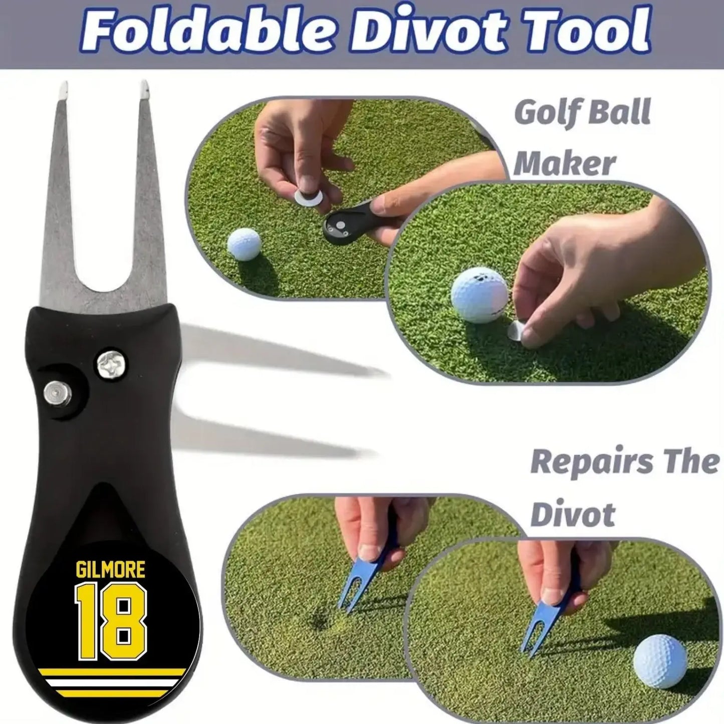 7pcs Men's Golf Accessories Kit - Complete All-in-One , Scorekeeper, Divot Tool, Golf Marker, Cleaning Brush, Tees & Towel