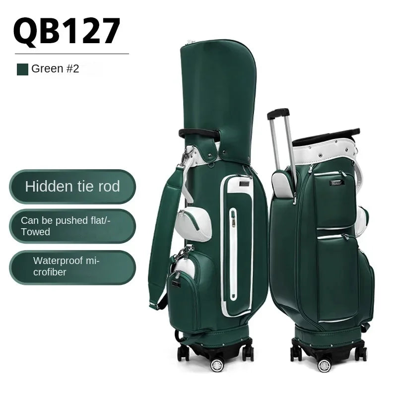 PGM Women Golf Bag Version Waterproof Microfiber Pull Rod Bag with Four Wheels That Can Be Pushed/towed QB127