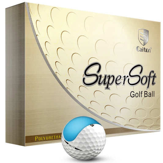 Caiton 12Pcs SuperSoft Golf Balls Polyurethane Cover Low Drag Distance Soft Feel Stable Flight Spin Control Practice Play Balls