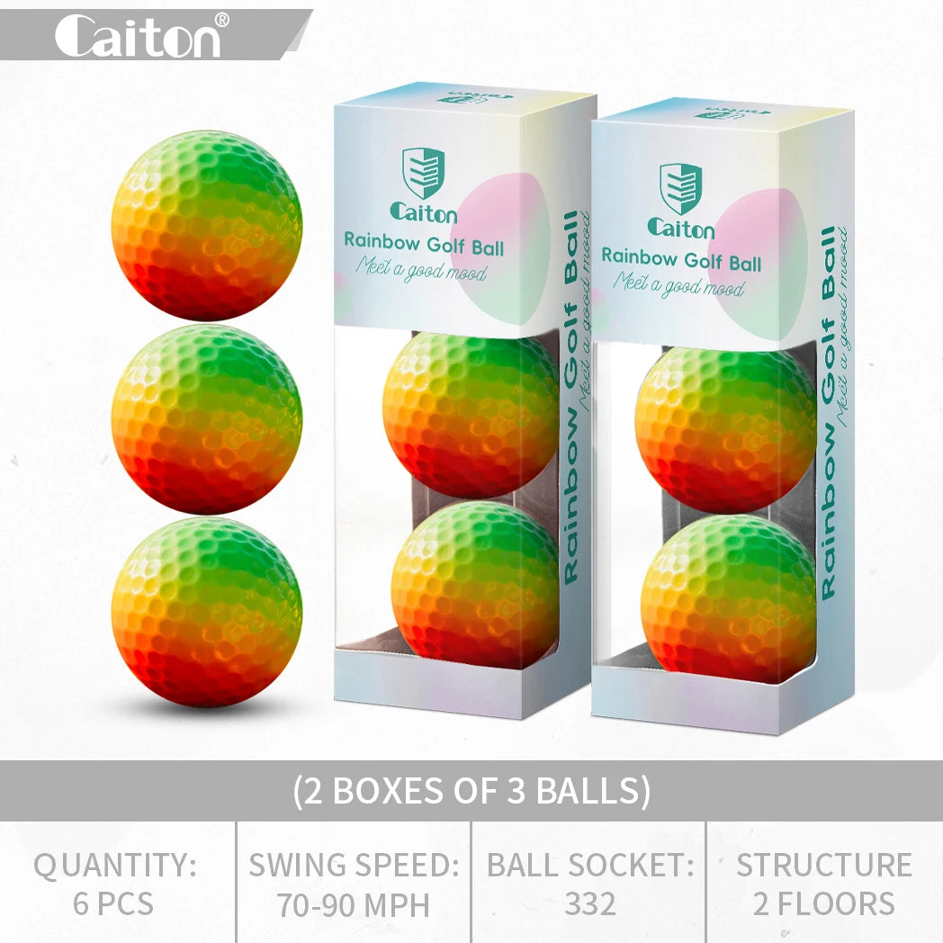 Caiton 6/3PCS Soft Rainbow Golf Balls, Hot-Selling, Add 40+ Yards, Gradient Golf Balls for Practice, Training & Gifts