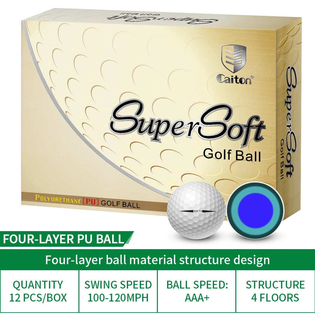 Caiton 12pcs golf game balls, 2-5 layer structure（Opt）, professional game performance, suitable for different high swing speeds