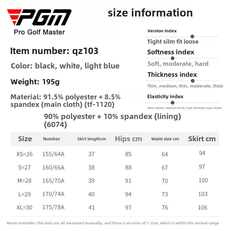 PGM Women's Golf Skirt Summer Anti Walk Light Speed Dry A-line Sports Pleated Skirts QZ103
